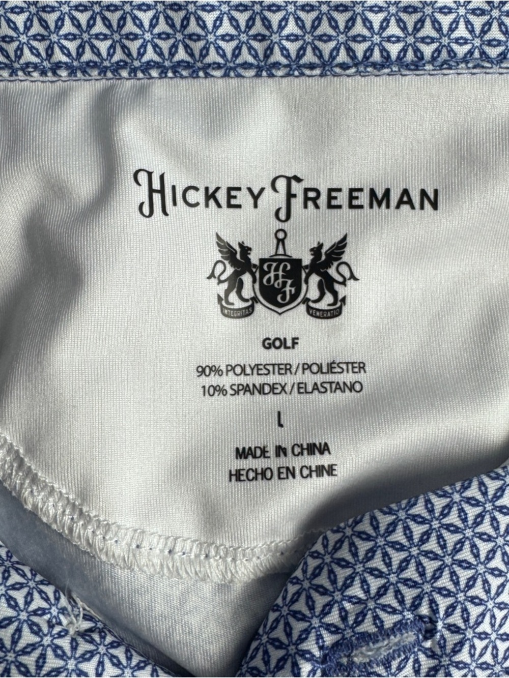 Hickey Freeman Golf Polo Shirt Men’s Large Blue Geometric Performance - Picture 5 of 7